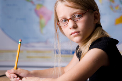 school girl looking at camera