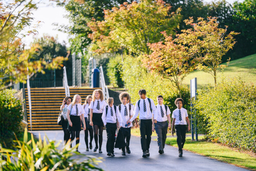 School children walking to school