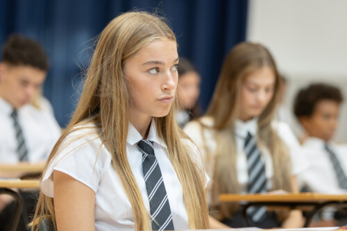 Teenage girl in an exam