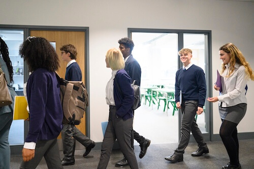 Secondary school pupils in classroom