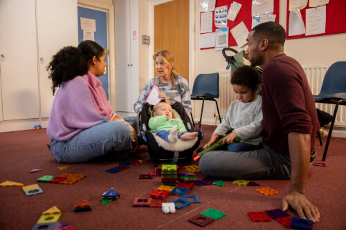 Family with social worker