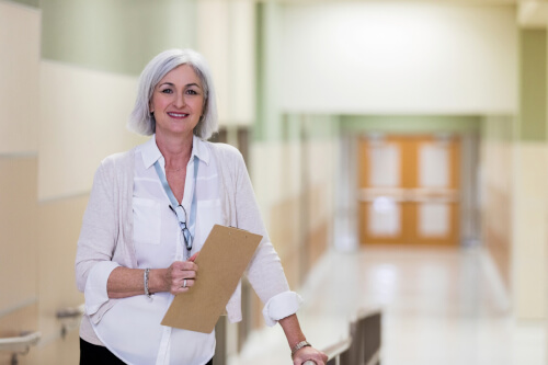 Headteacher in corridor